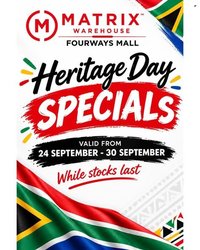 MATRIX WAREHOUSE specials - From Thursday 24 Sept 2026