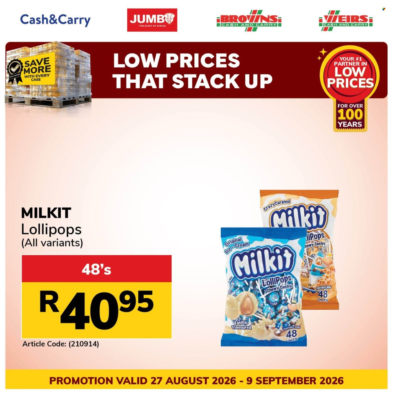 JUMBO CASH & CARRY specials - From Thursday 27 Aug 2026