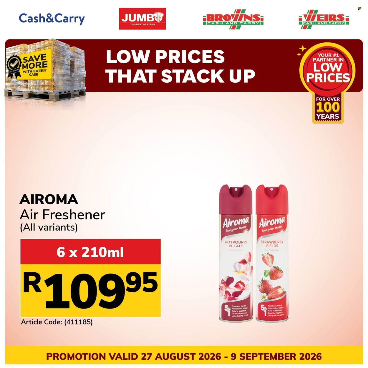 JUMBO CASH & CARRY specials - From Thursday 27 Aug 2026