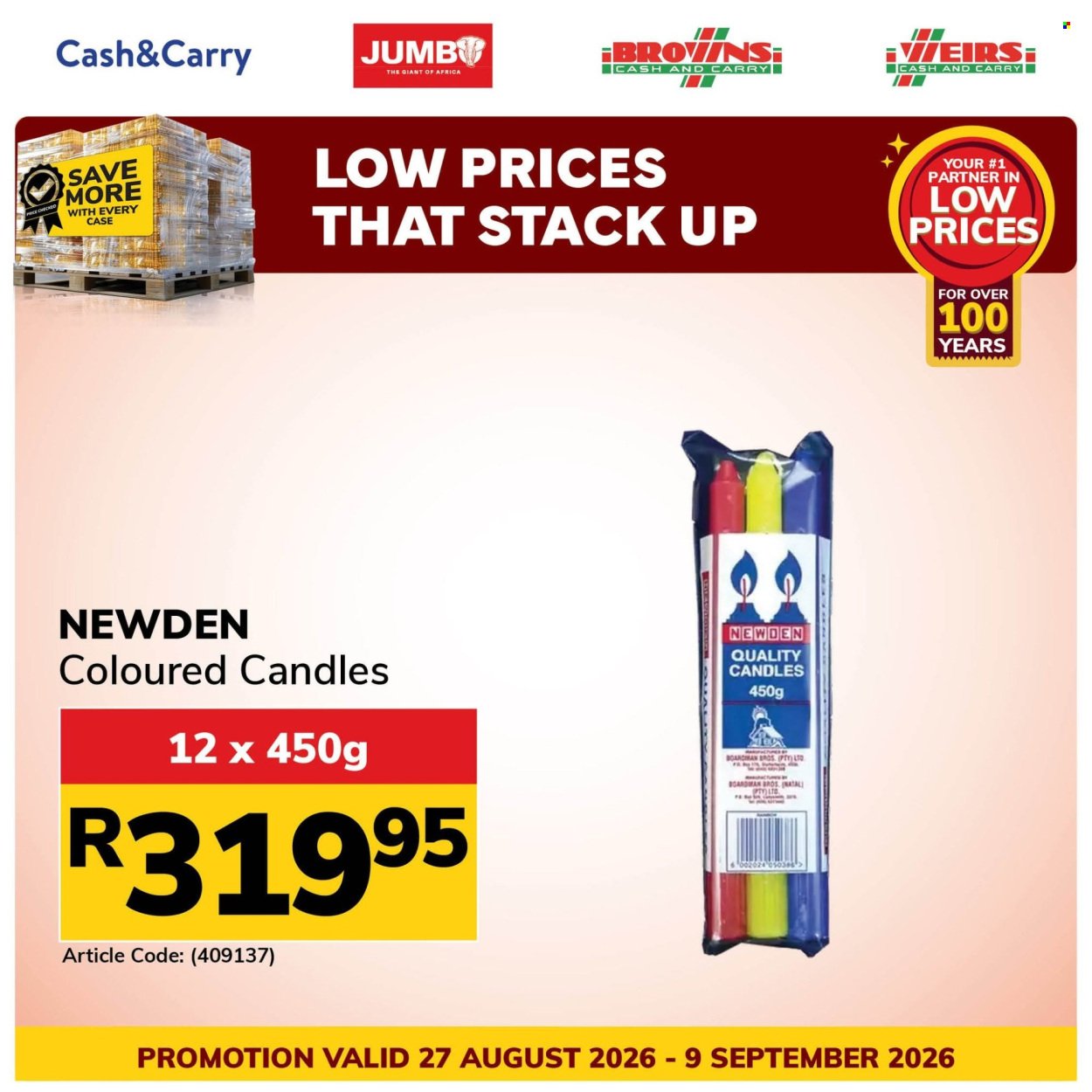JUMBO CASH & CARRY specials - From Thursday 27 Aug 2026