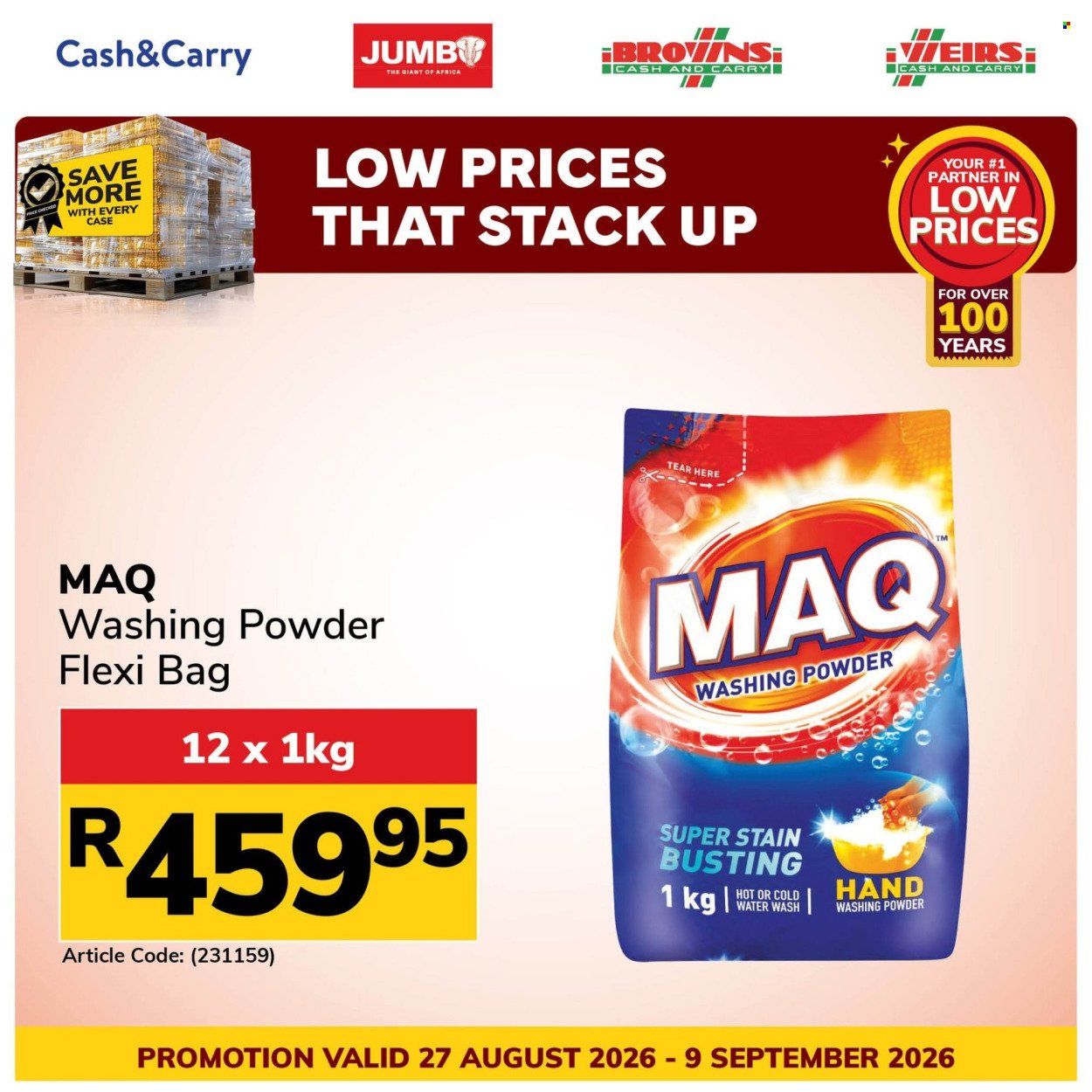 JUMBO CASH & CARRY specials - From Thursday 27 Aug 2026