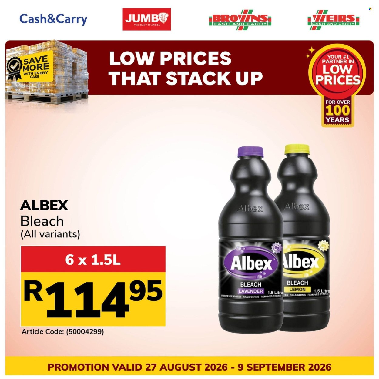 JUMBO CASH & CARRY specials - From Thursday 27 Aug 2026