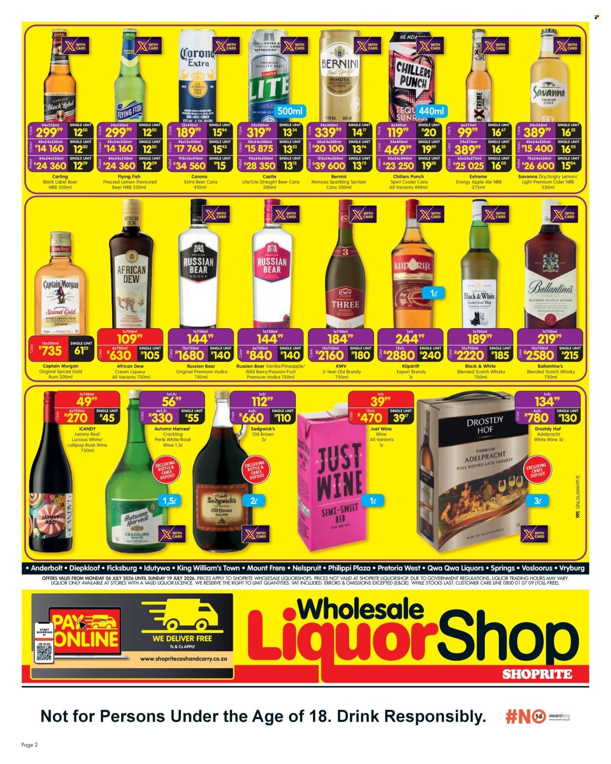SHOPRITE specials - Wholesale LiquorShop Savings Selected Stores