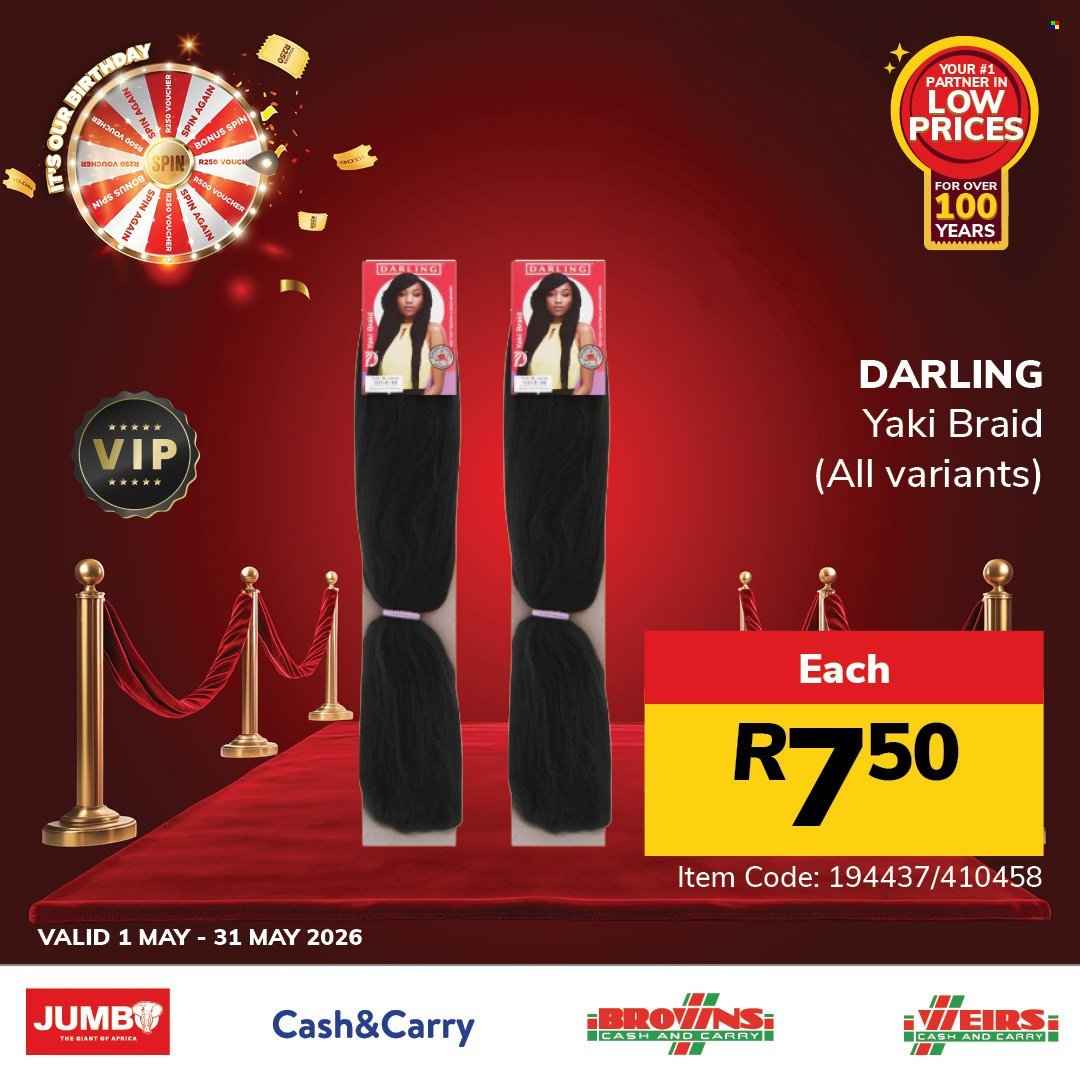 JUMBO CASH & CARRY specials - From Friday 1 May 2026
