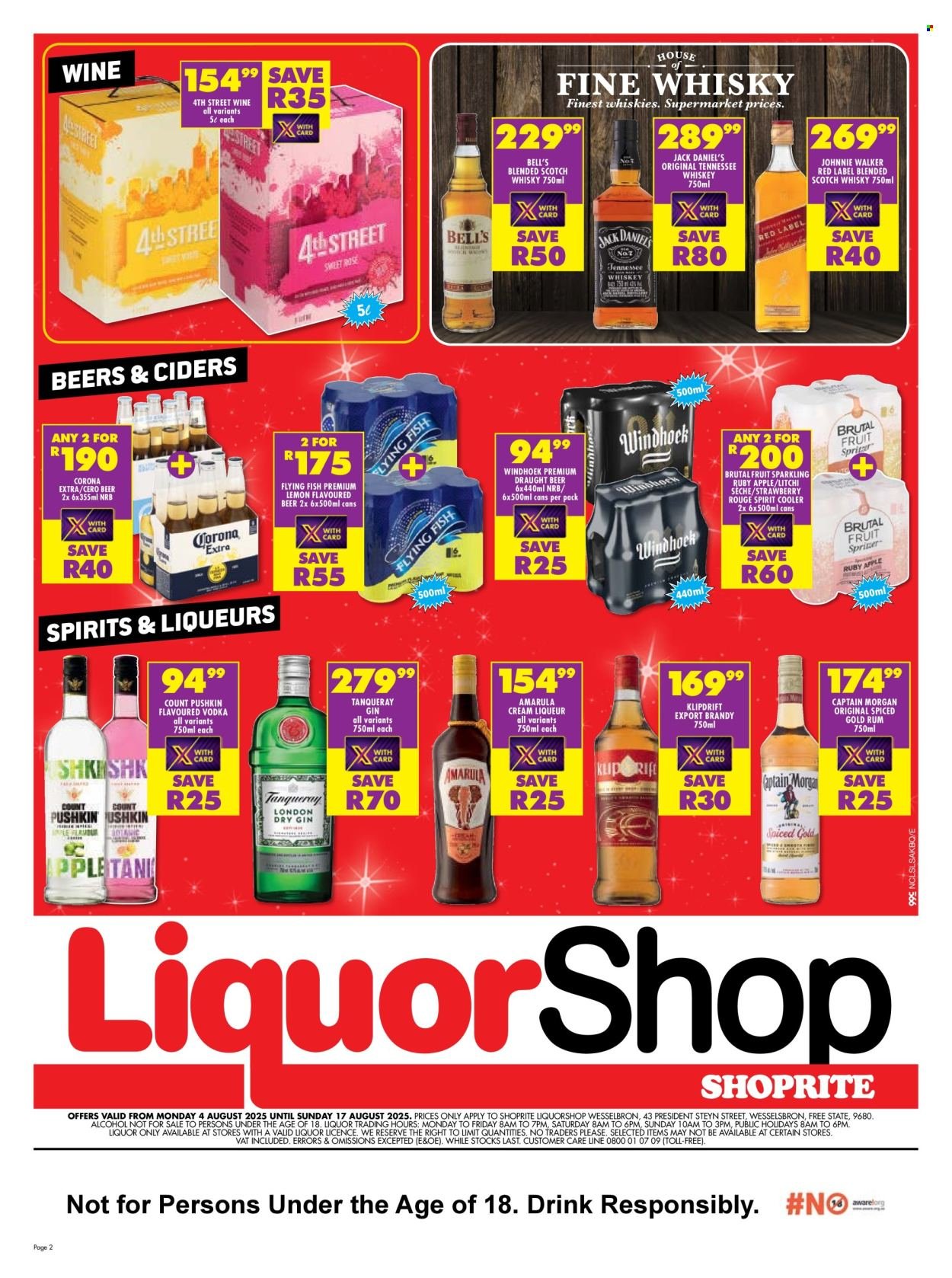 SHOPRITE specials - LiquorShop Savings Wesselbron (2025-08-04 - 2025-08-17) | 2
