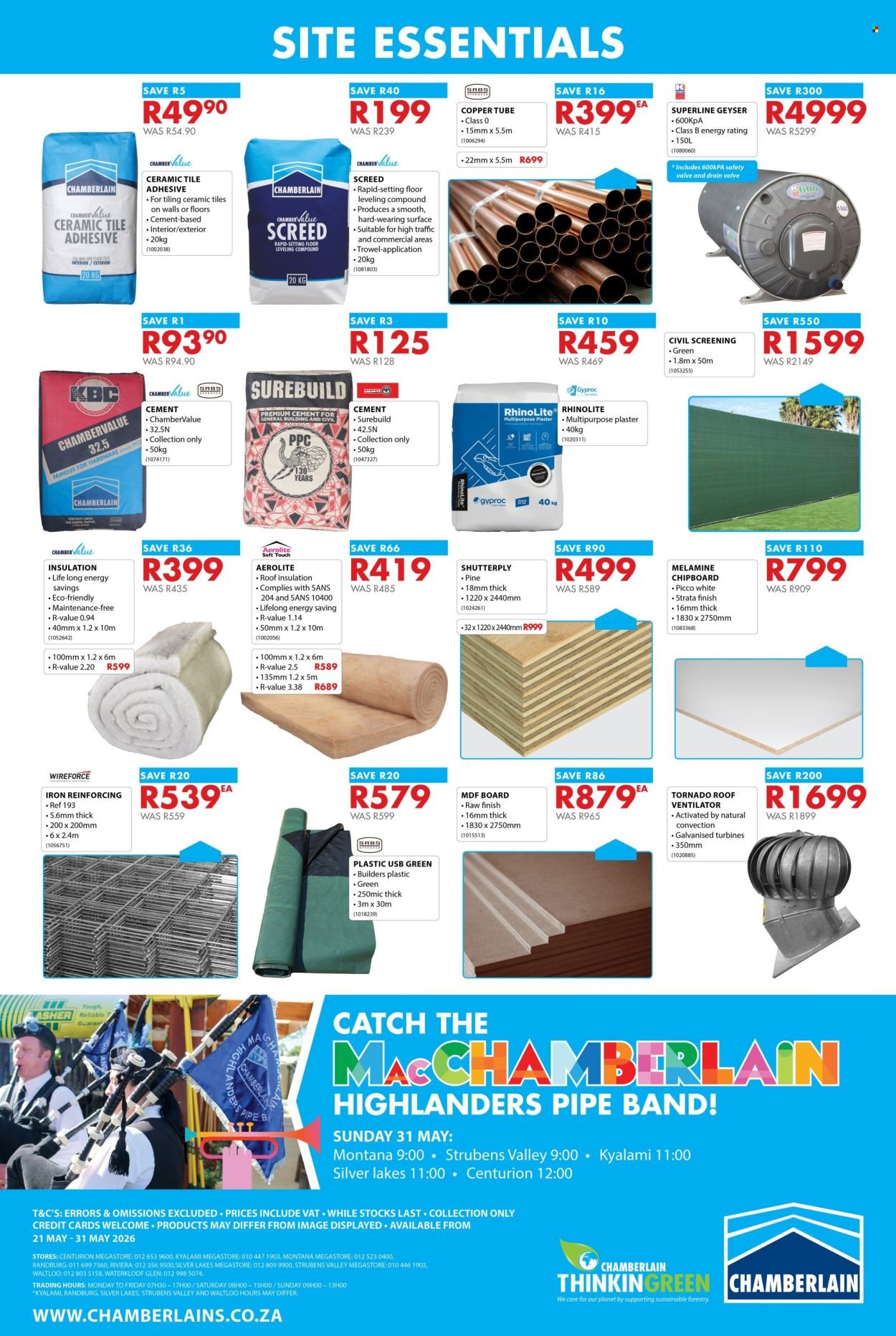 CHAMBERLAIN specials - From Thursday 21 May 2026