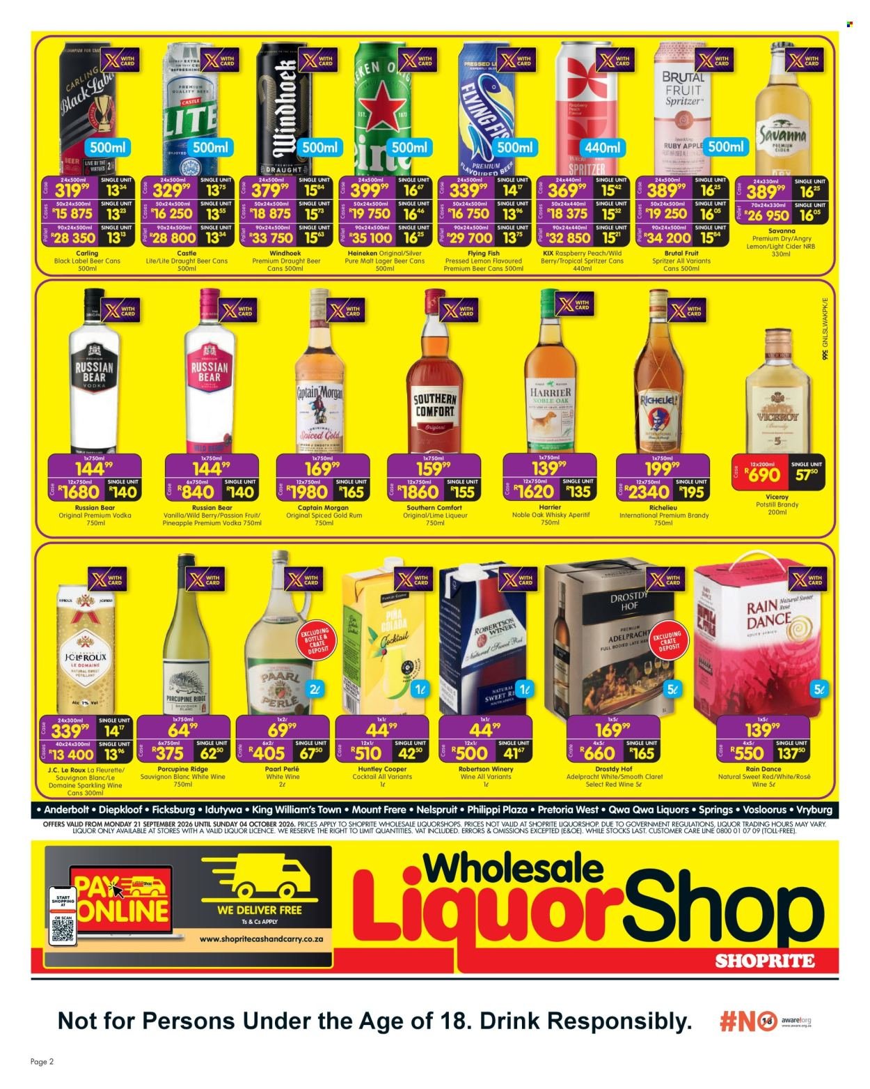 SHOPRITE specials - Wholesale LiquorShop Savings Selected Stores