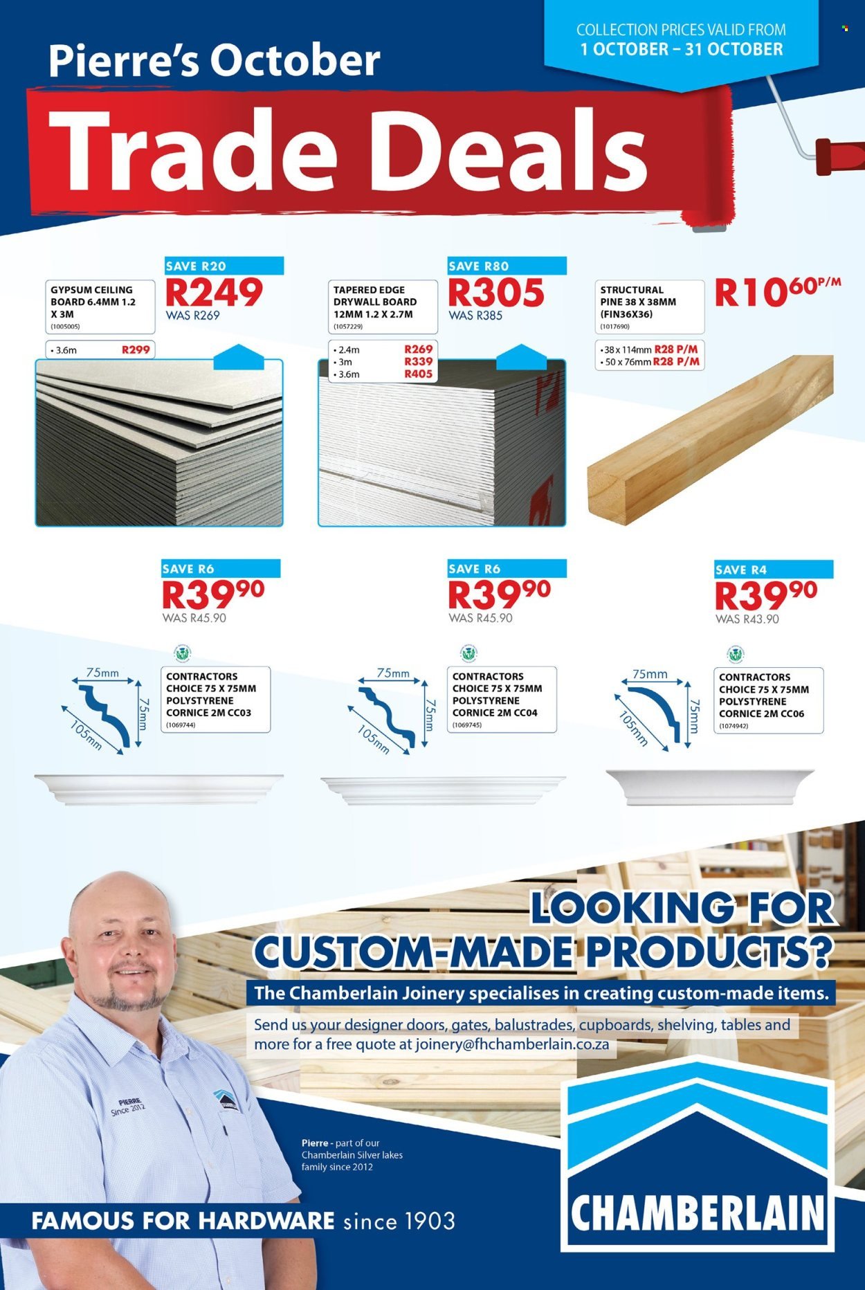 CHAMBERLAIN specials - From Thursday 1 Oct 2026