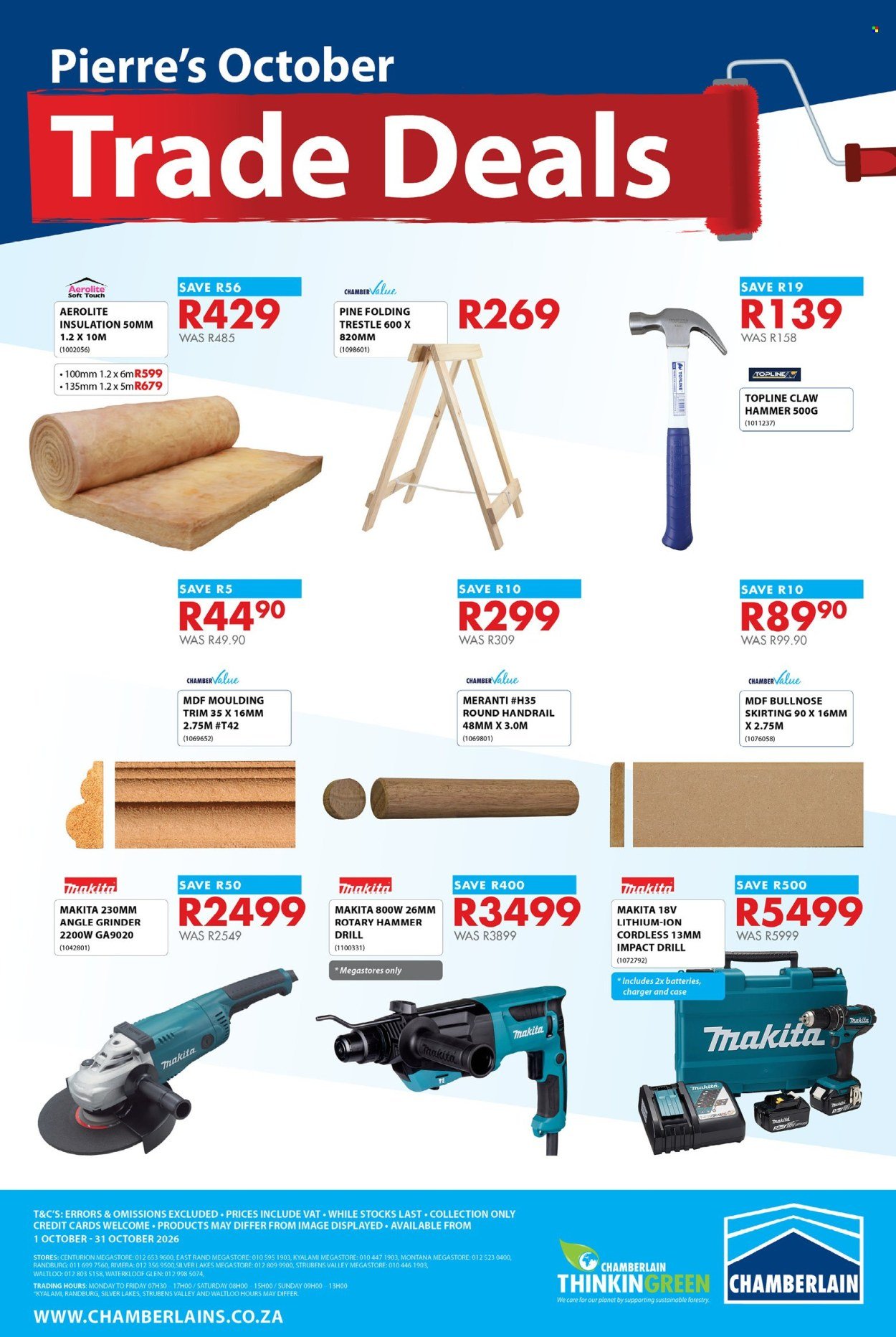CHAMBERLAIN specials - From Thursday 1 Oct 2026
