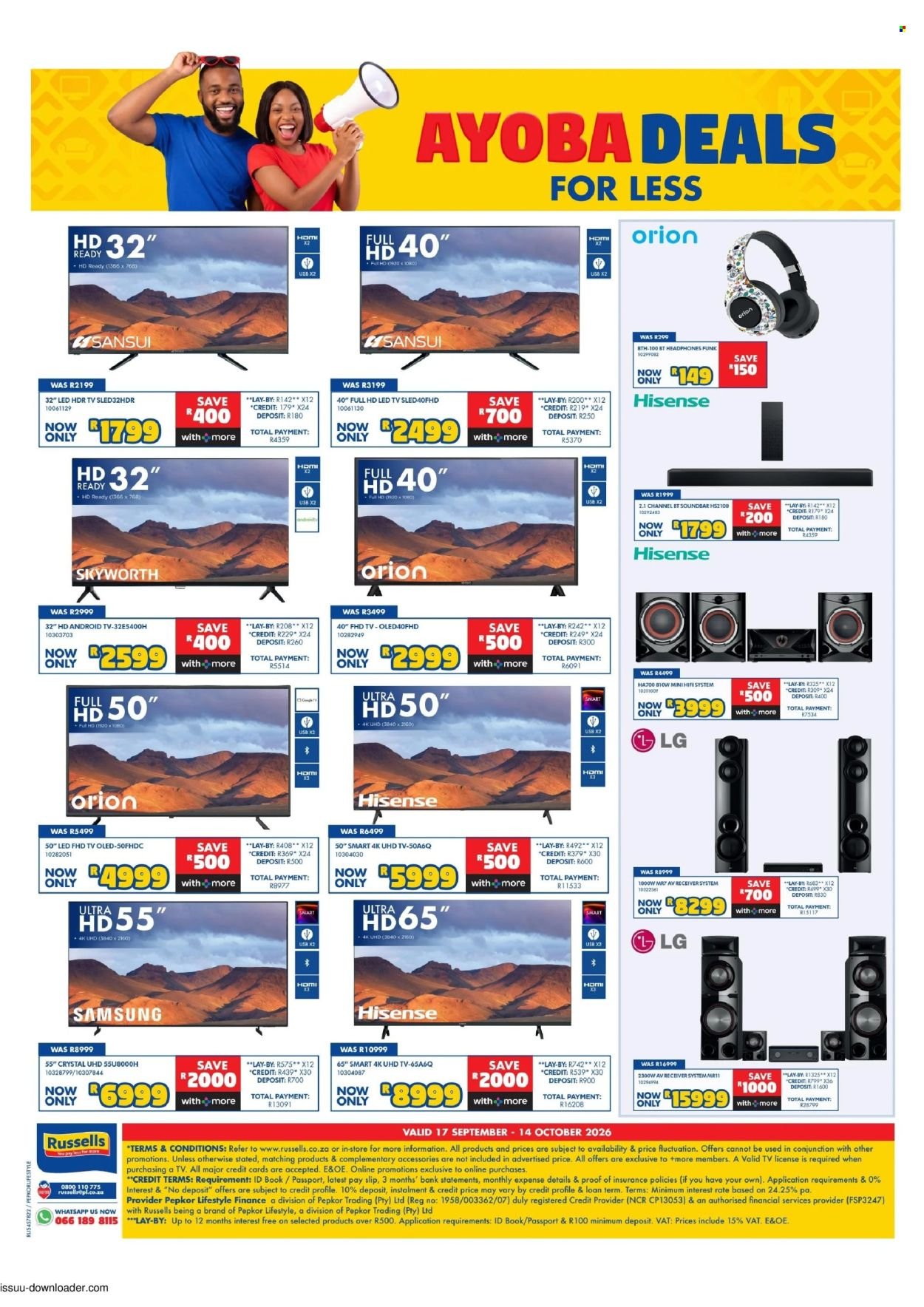 RUSSELLS specials - From Thursday 17 Sept 2026