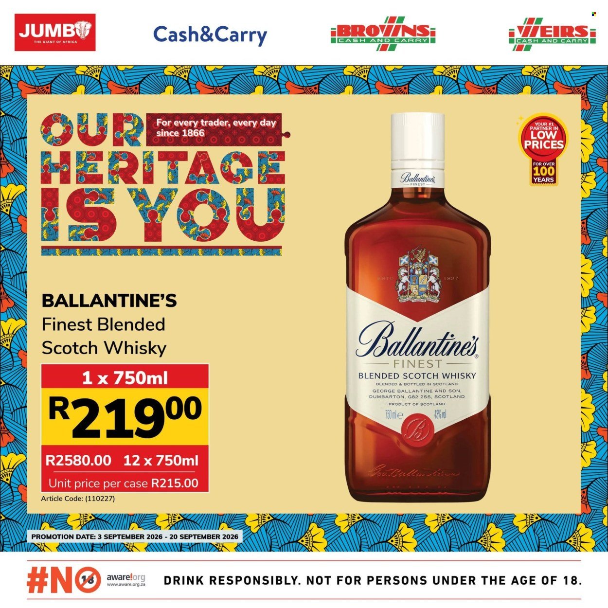 JUMBO CASH & CARRY specials - From Thursday 3 Sept 2026
