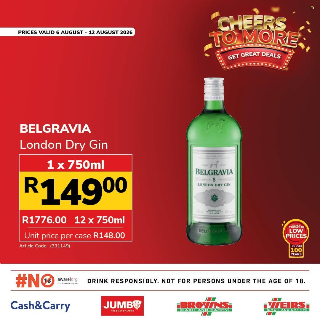 JUMBO CASH & CARRY specials - From Thursday 6 Aug 2026