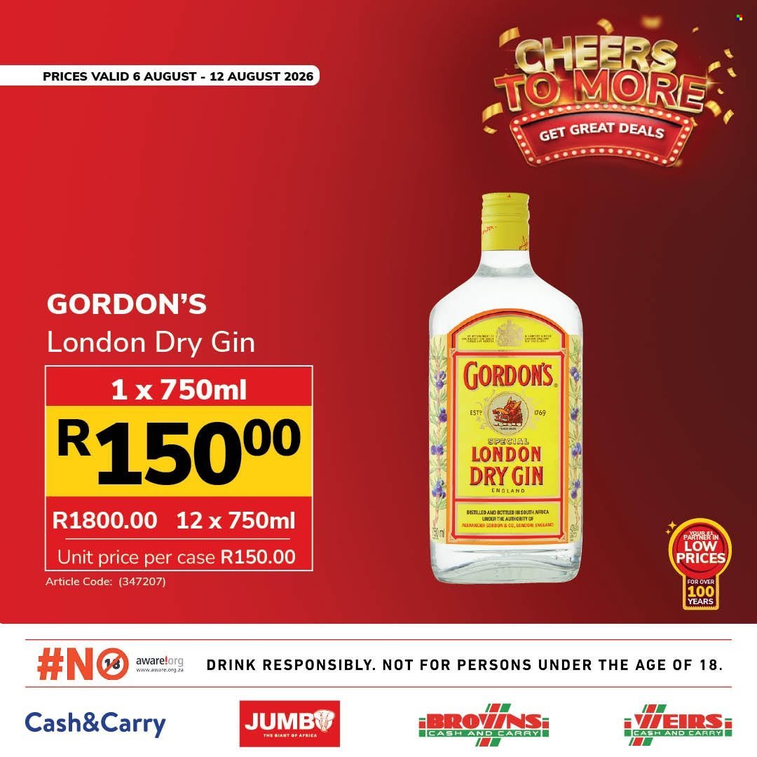 JUMBO CASH & CARRY specials - From Thursday 6 Aug 2026
