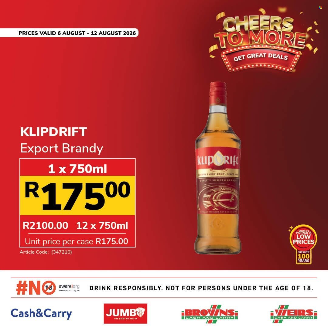 JUMBO CASH & CARRY specials - From Thursday 6 Aug 2026