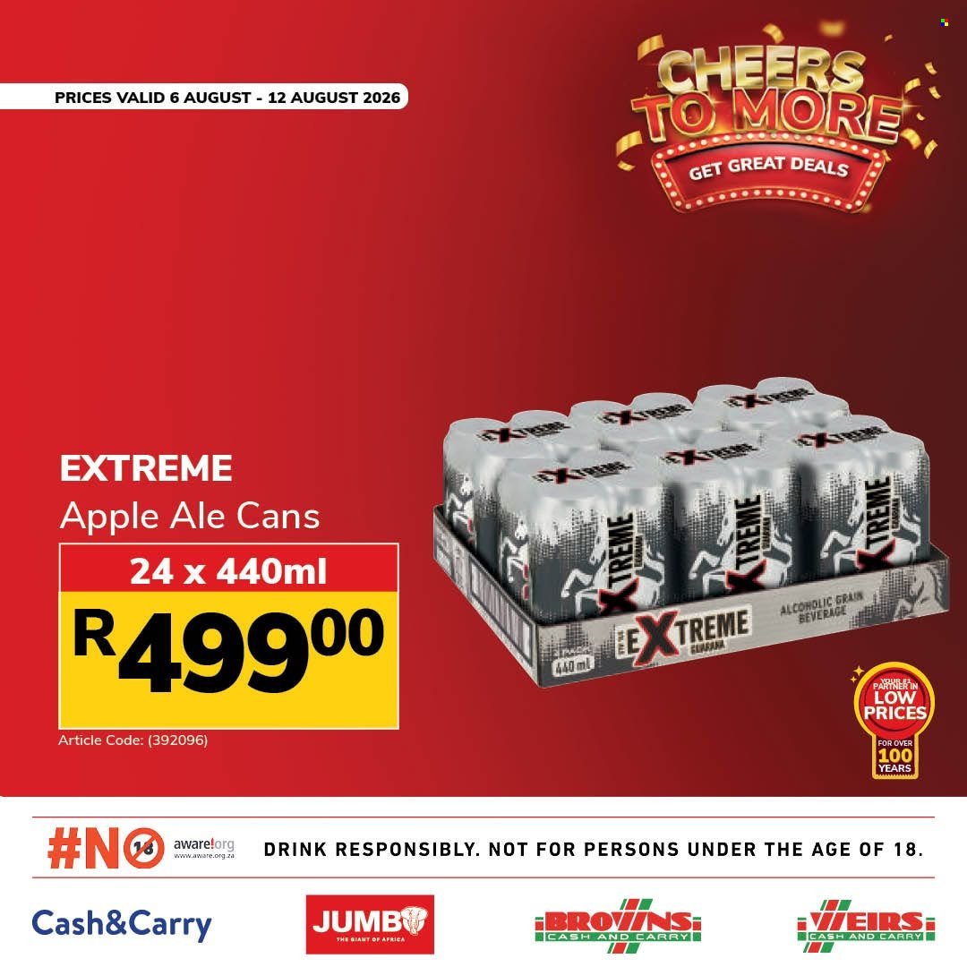 JUMBO CASH & CARRY specials - From Thursday 6 Aug 2026