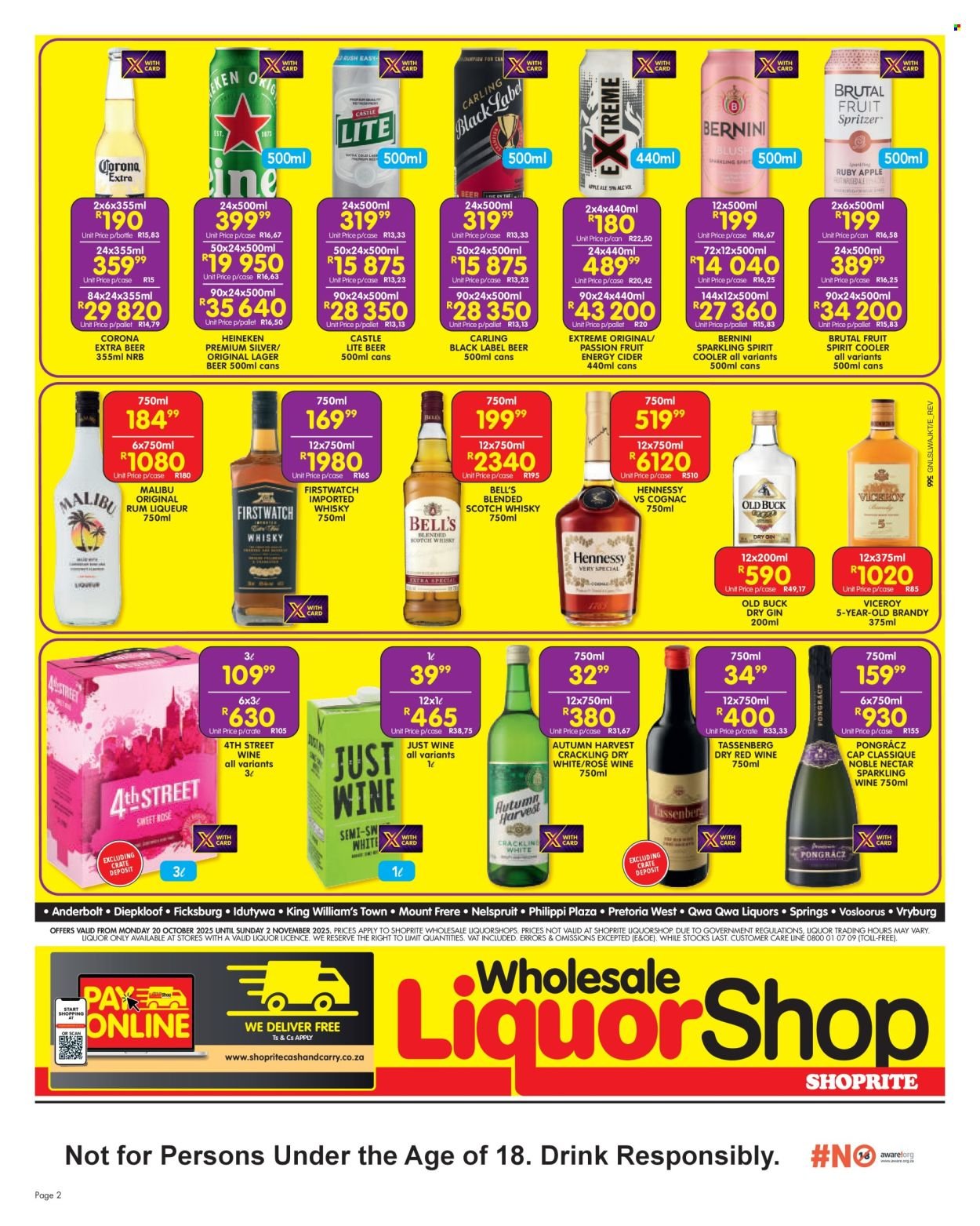 SHOPRITE specials - Wholesale LiquorShop Deals Selected Stores (2025-10-20 - 2025-11-02) | 2