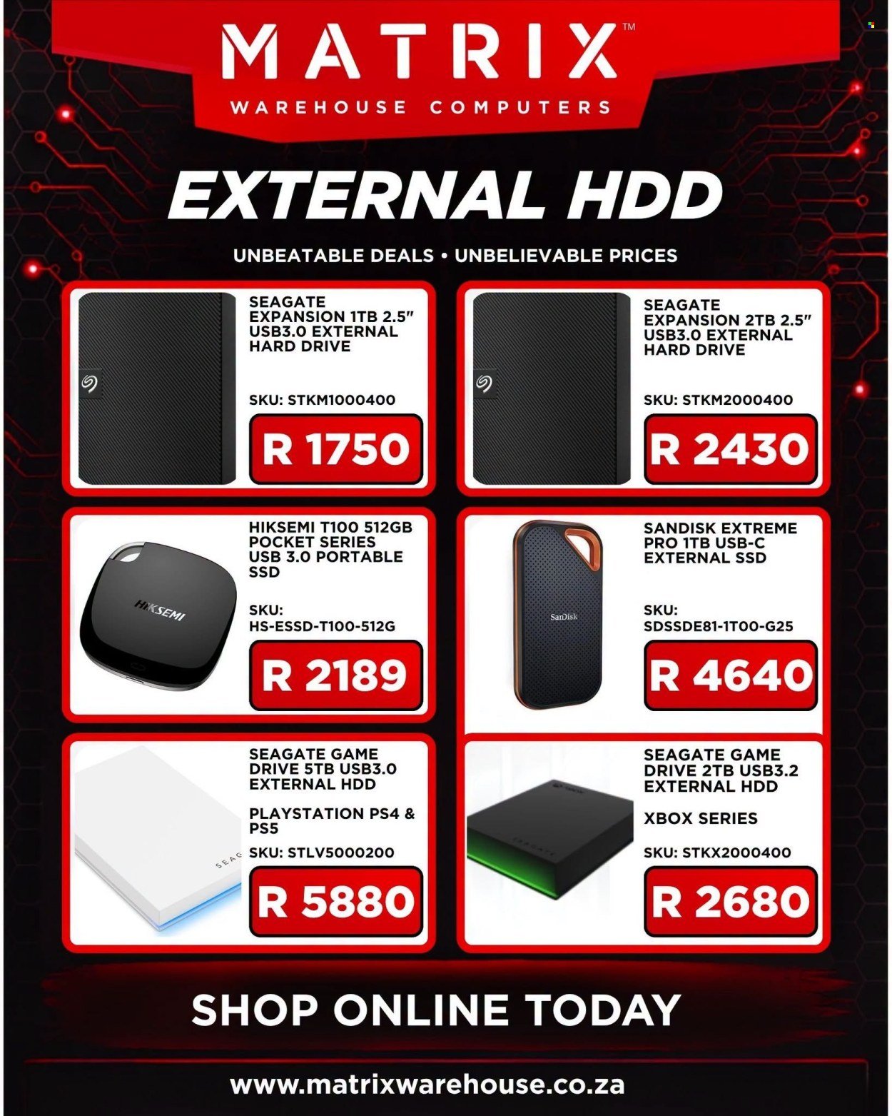 MATRIX WAREHOUSE specials - August 2026