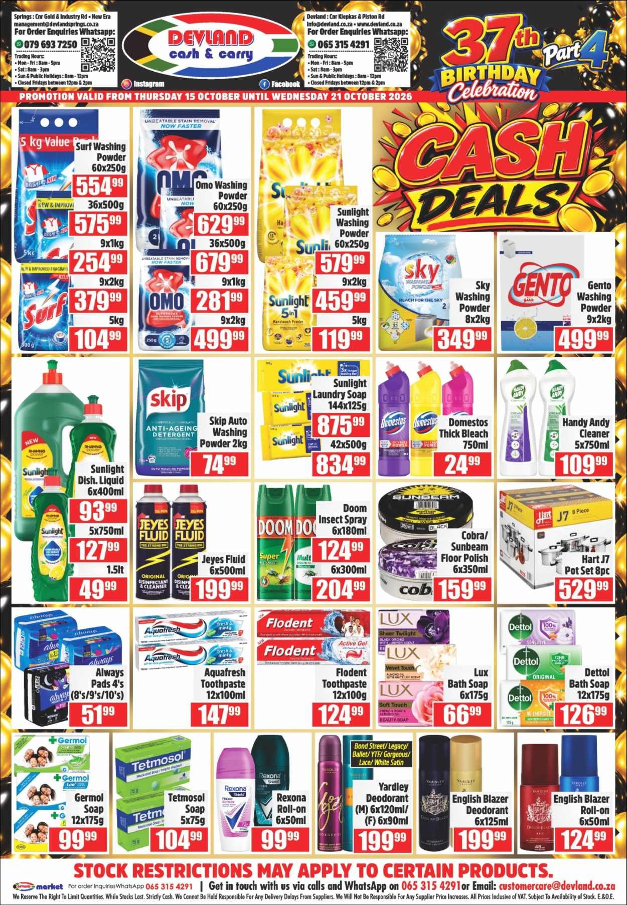 DEVLAND specials - From Thursday 15 Oct 2026