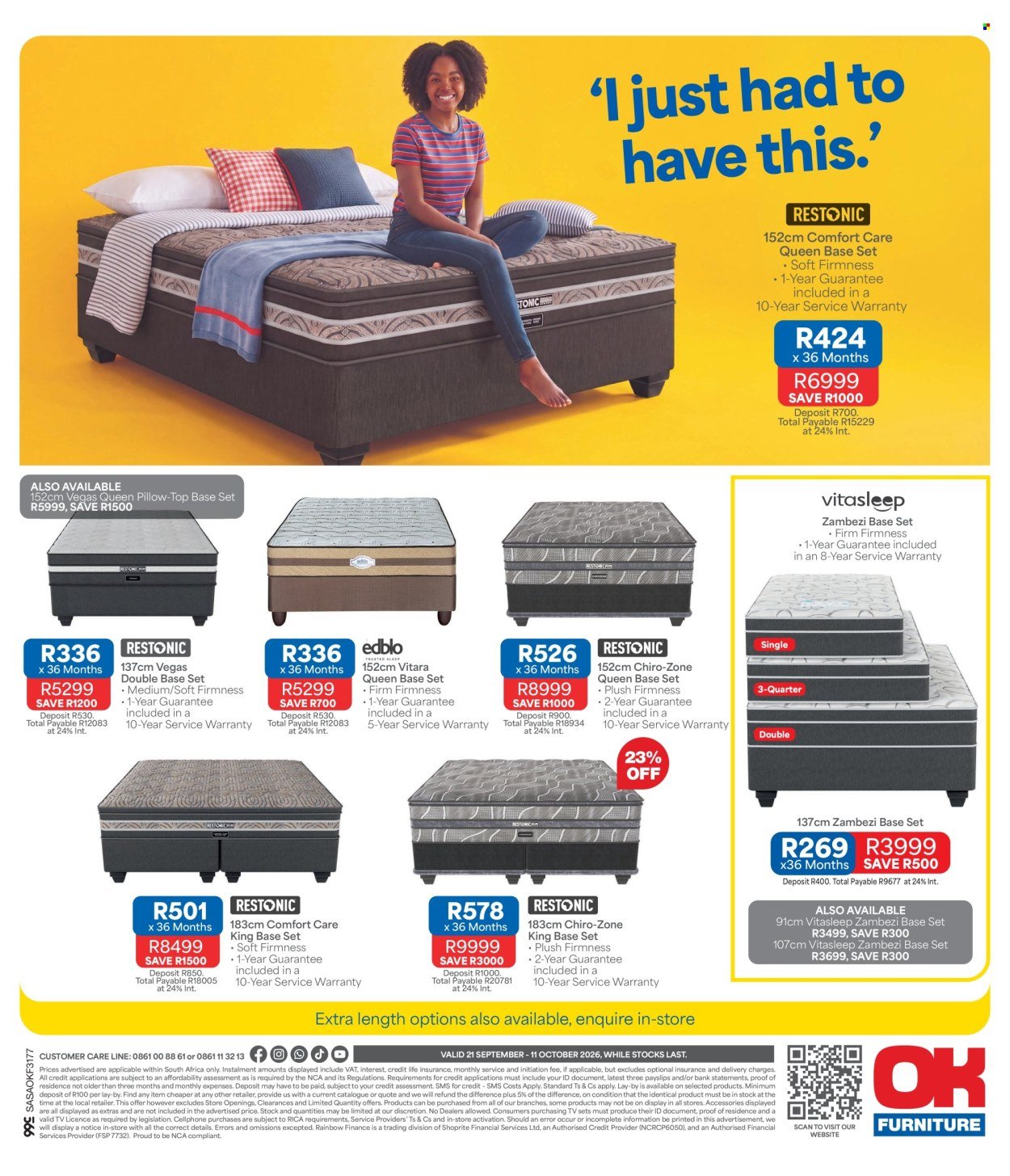 OK FURNITURE specials - From Monday 21 Sept 2026