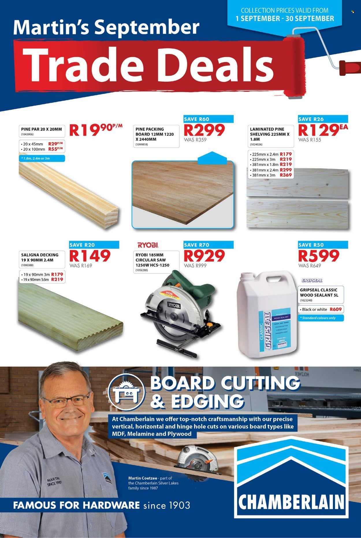 CHAMBERLAIN specials - From Tuesday 1 Sept 2026
