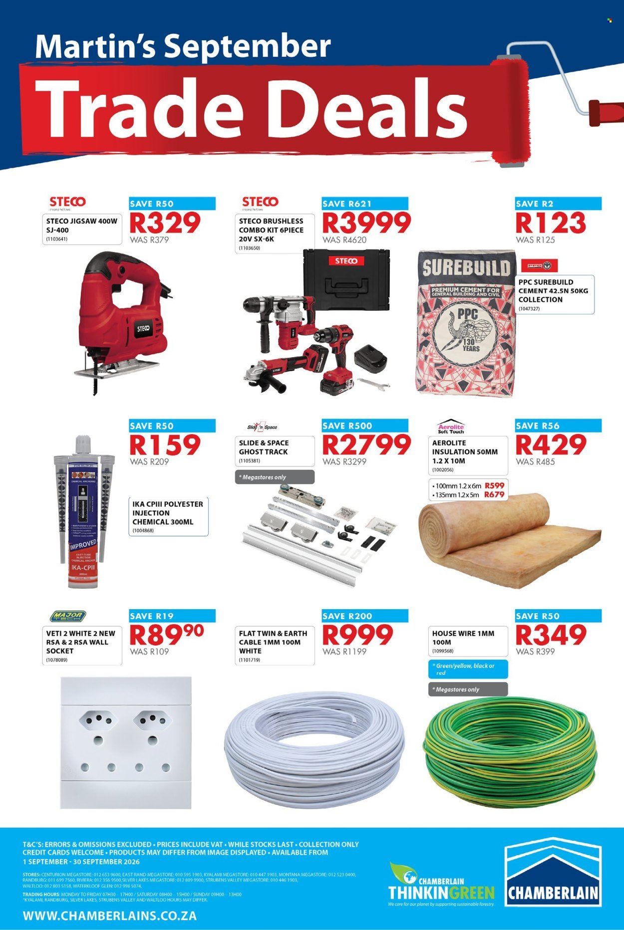 CHAMBERLAIN specials - From Tuesday 1 Sept 2026