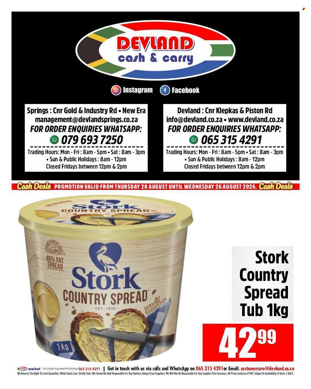 DEVLAND specials - From Thursday 20 Aug 2026