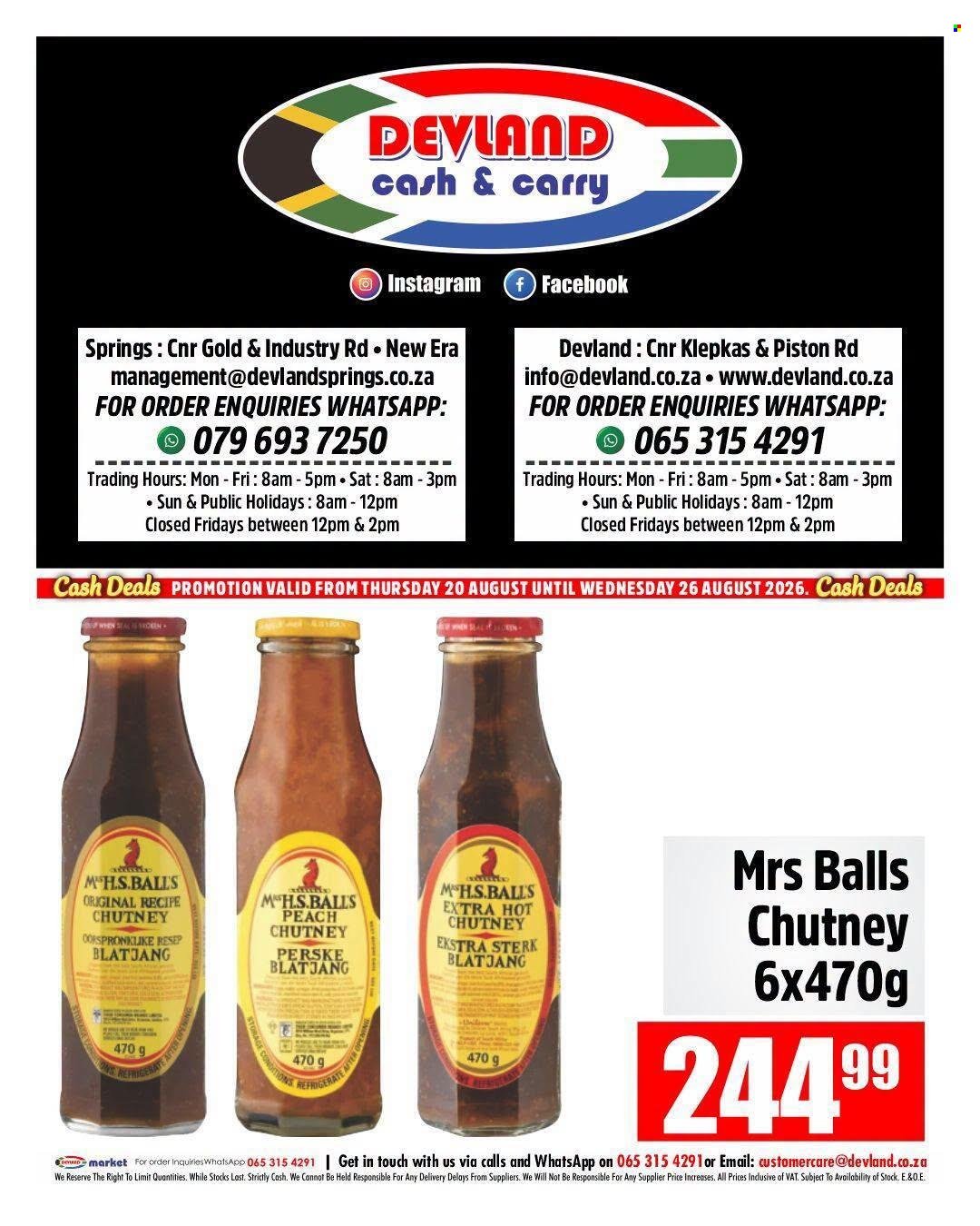DEVLAND specials - From Thursday 20 Aug 2026