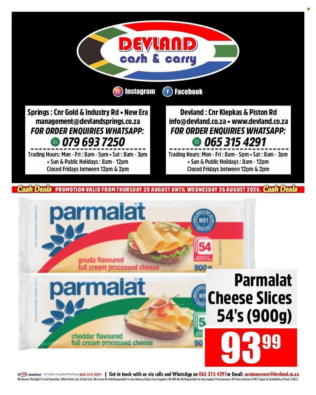 DEVLAND specials - From Thursday 20 Aug 2026