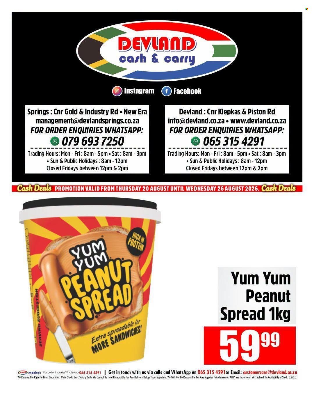 DEVLAND specials - From Thursday 20 Aug 2026