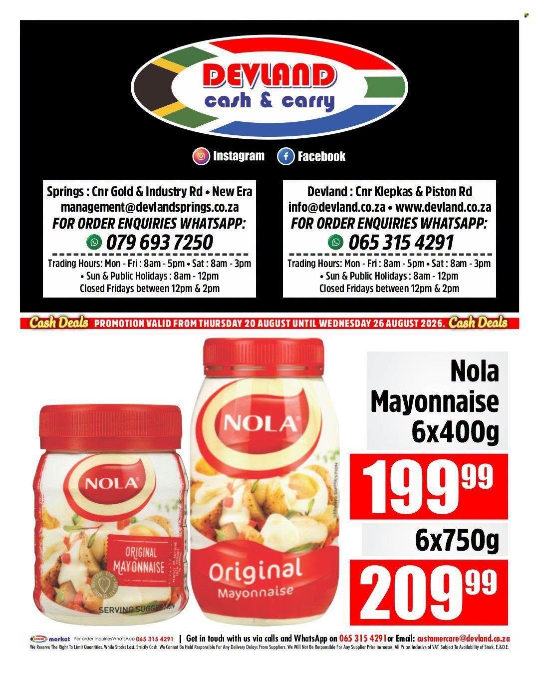 DEVLAND specials - From Thursday 20 Aug 2026