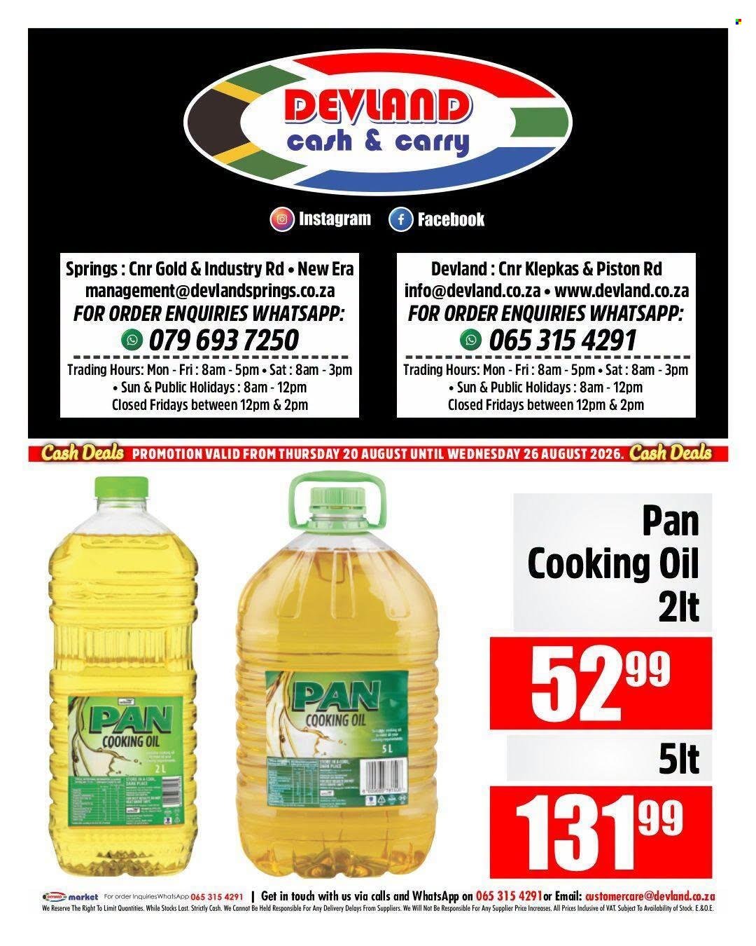 DEVLAND specials - From Thursday 20 Aug 2026