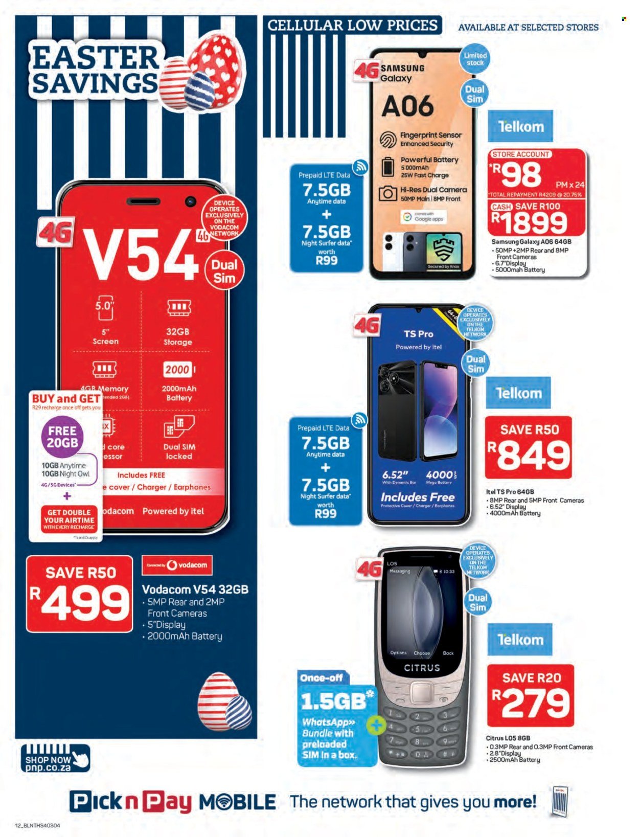 PICK N PAY specials - Easter Cellular Specials (2026-03-09 - 2026-04-12) | 12