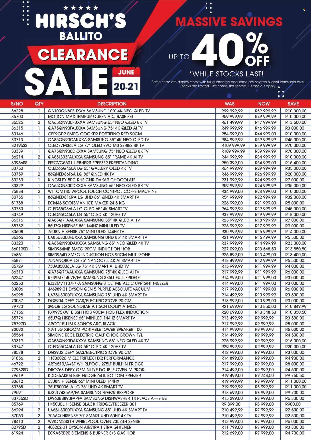 HIRSCH'S specials - From Saturday 20 Jun 2026