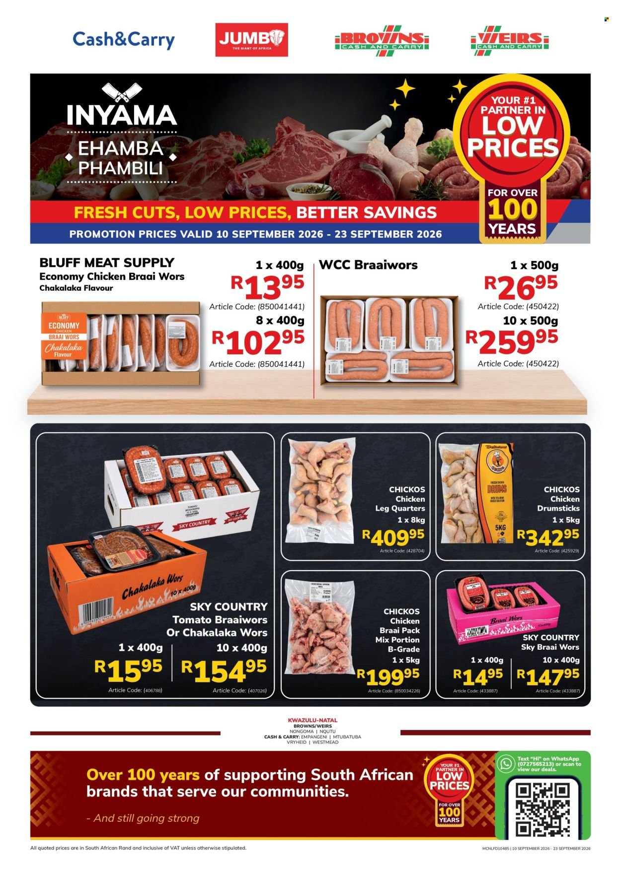 JUMBO CASH & CARRY specials - From Thursday 10 Sept 2026