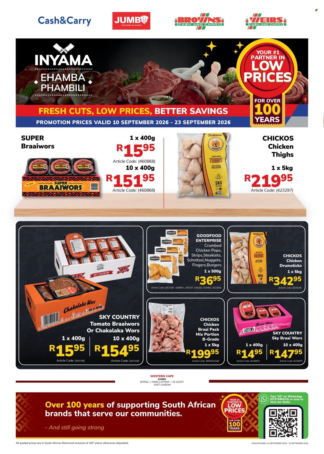 JUMBO CASH & CARRY specials - From Thursday 10 Sept 2026