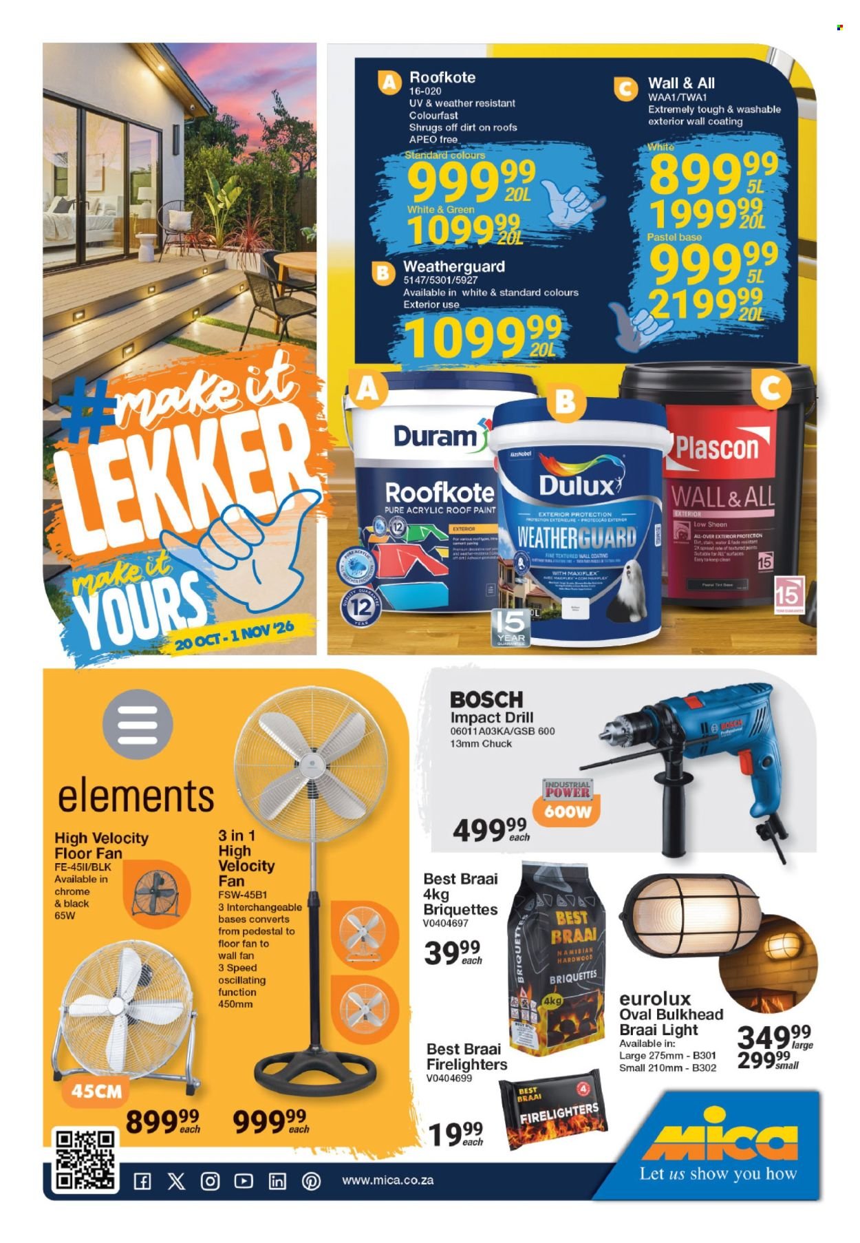 MICA specials - From Tuesday 20 Oct 2026