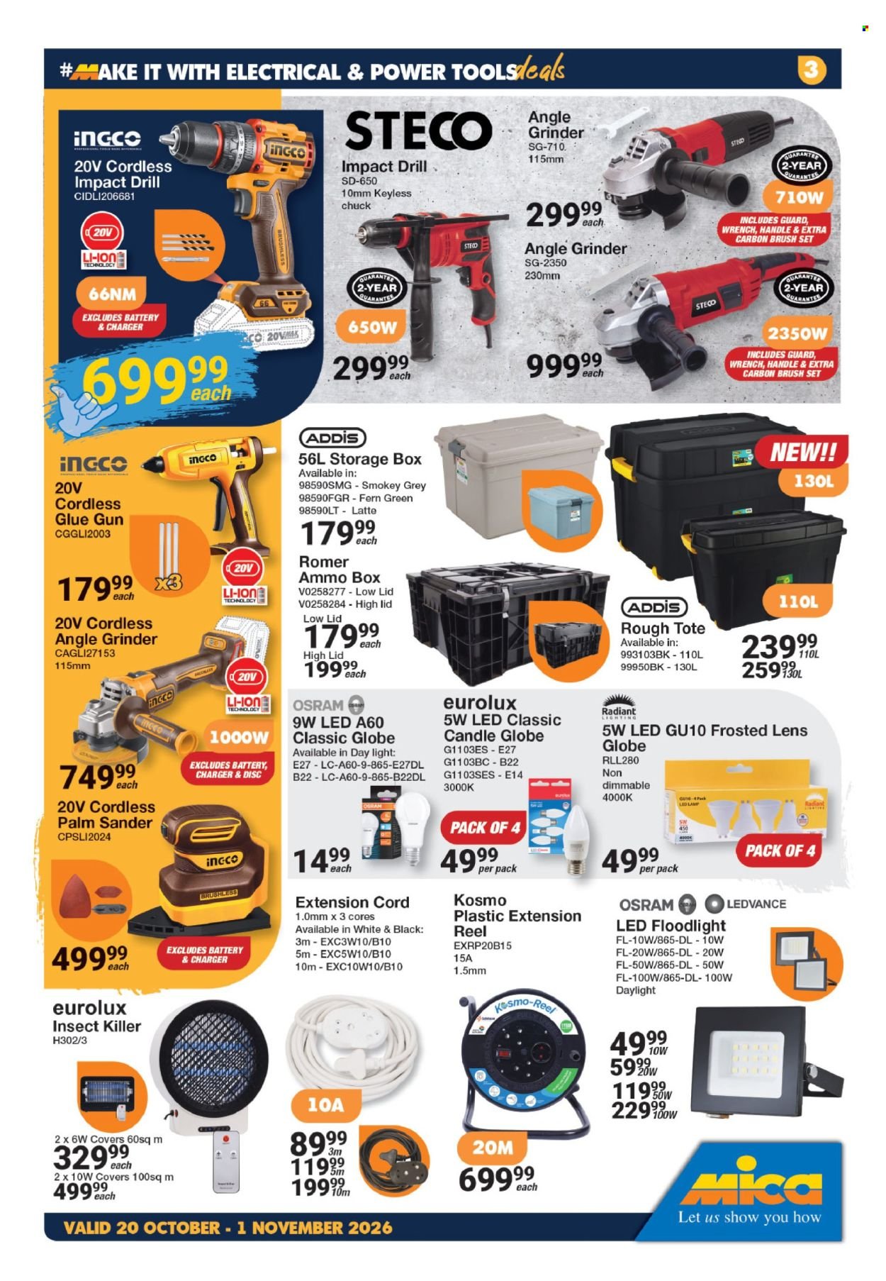 MICA specials - From Tuesday 20 Oct 2026