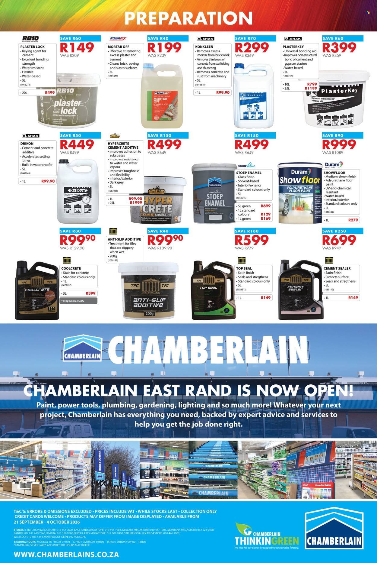 CHAMBERLAIN specials - From Monday 21 Sept 2026