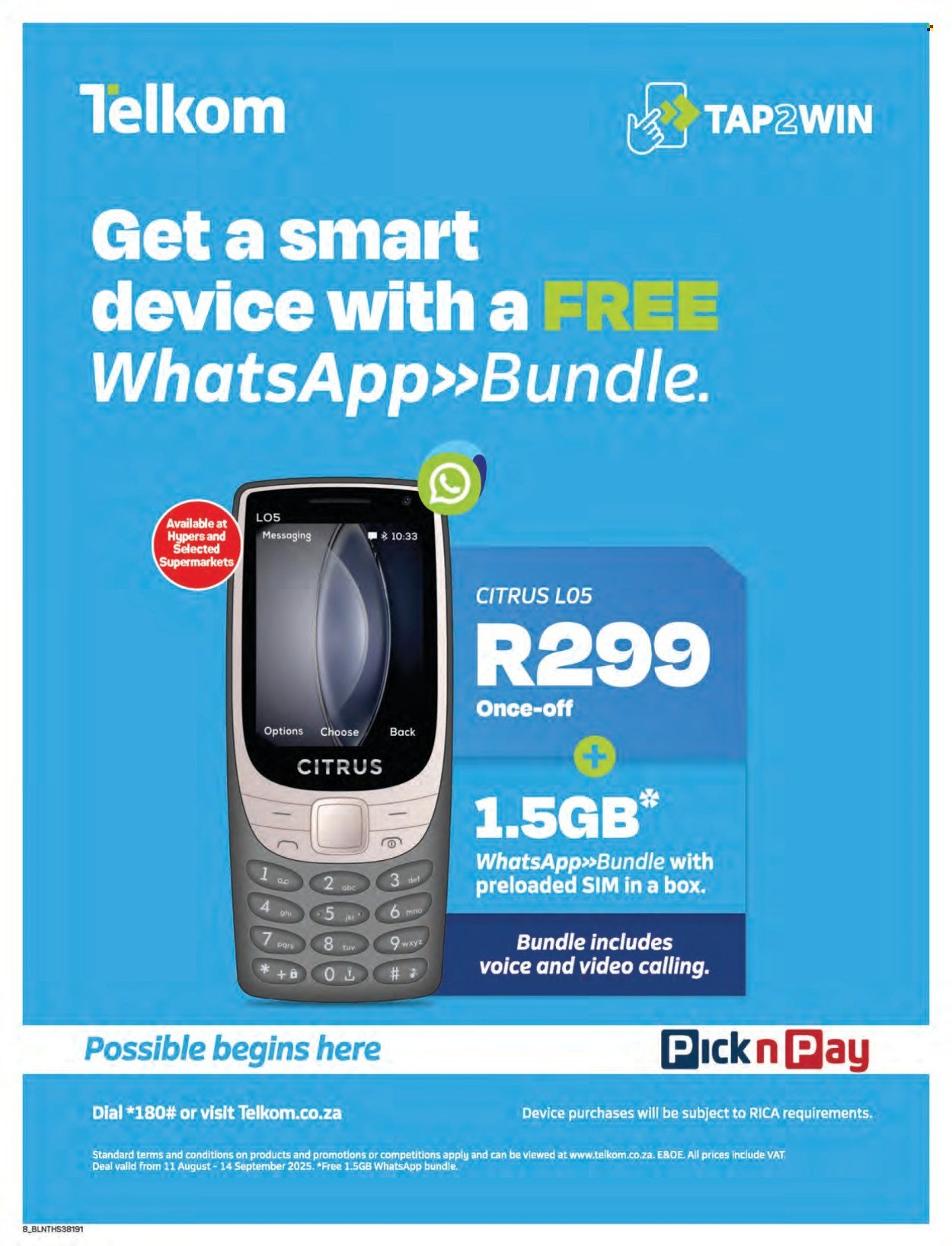 PICK N PAY specials - Cellular Specials (2025-08-11 - 2025-09-14) | 8