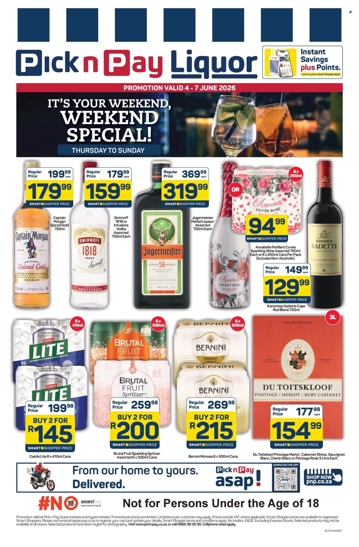 PICK N PAY specials - Weekend Liquor Specials