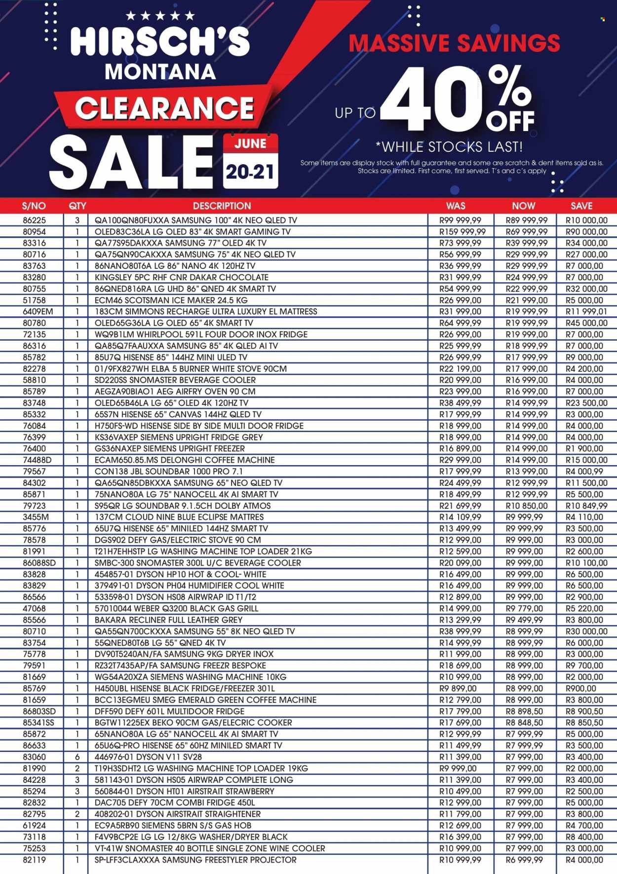 HIRSCH'S specials - From Saturday 20 Jun 2026