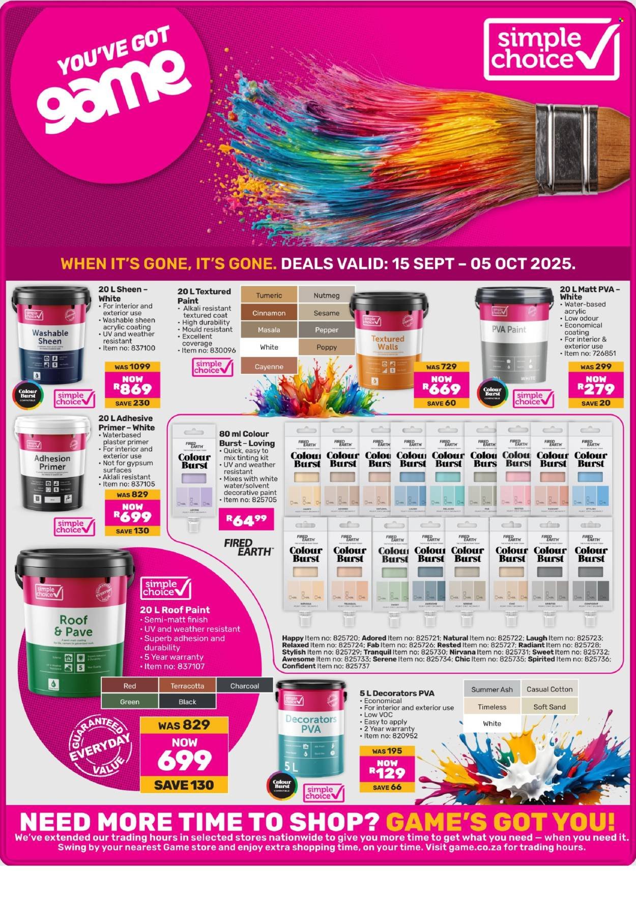 GAME specials - Simple Choice Paint (2025-09-15 - 2025-10-05) | 1