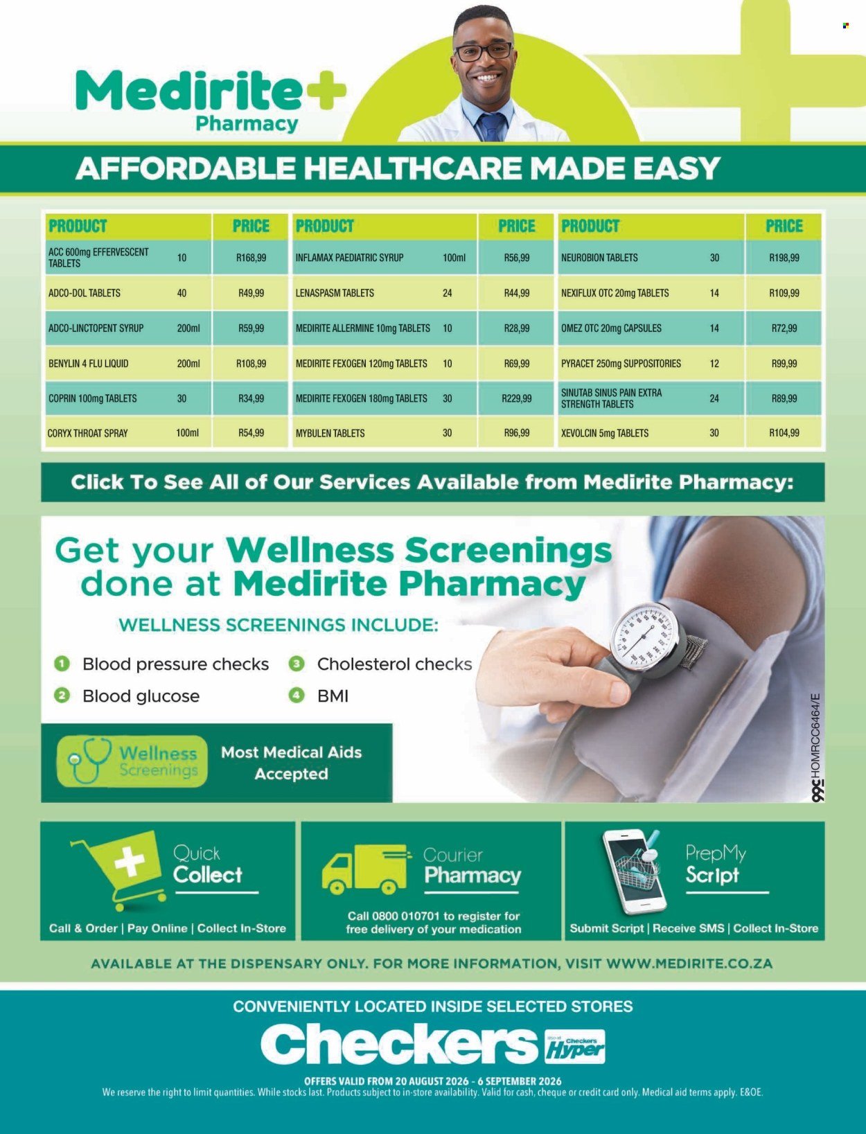 CHECKERS specials - Medirite August Month-End Promotion