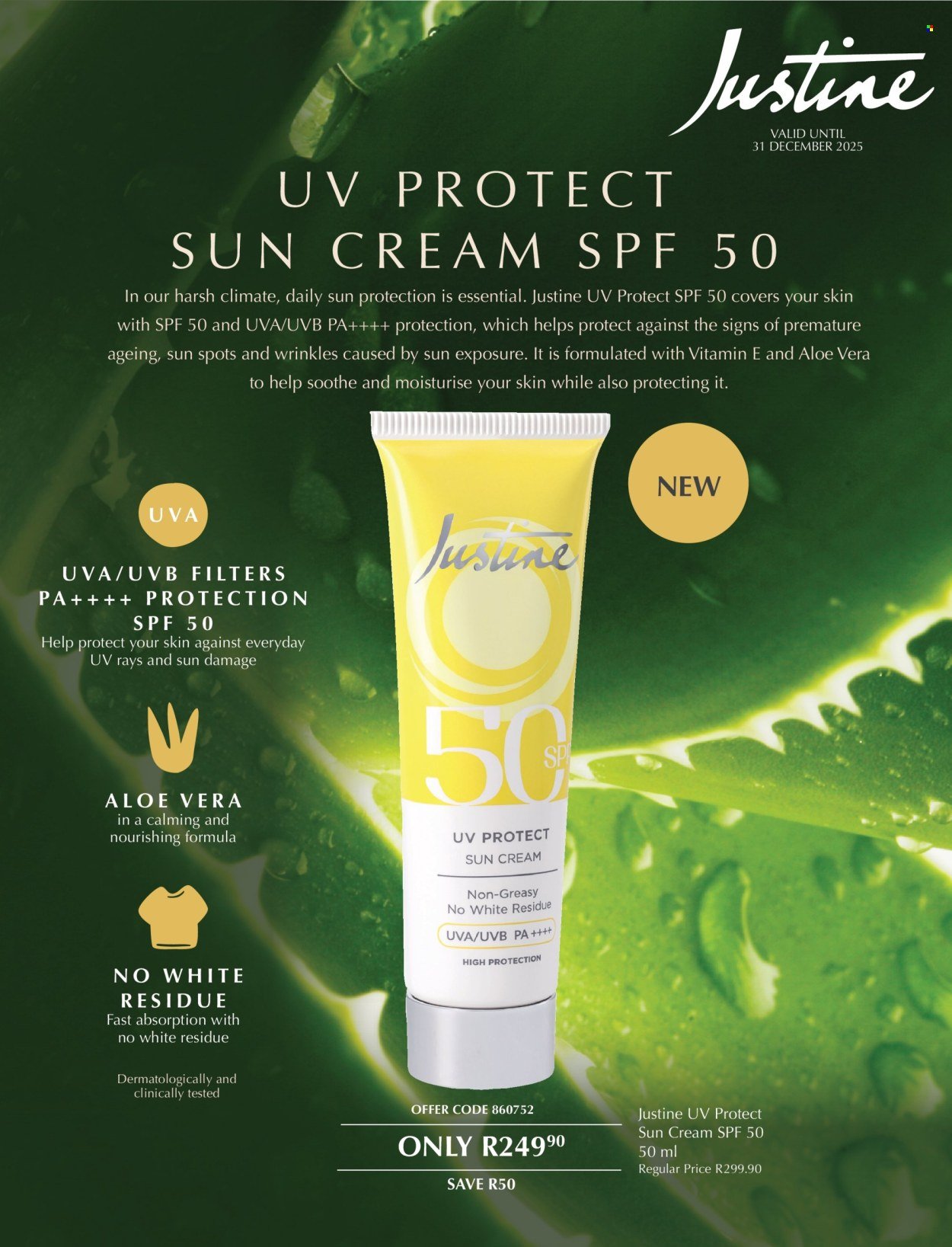 JUSTINE specials - UV PROTECTION SUN CREAM SPF 50 (2025-12-01 - 2025-12-31) | 1