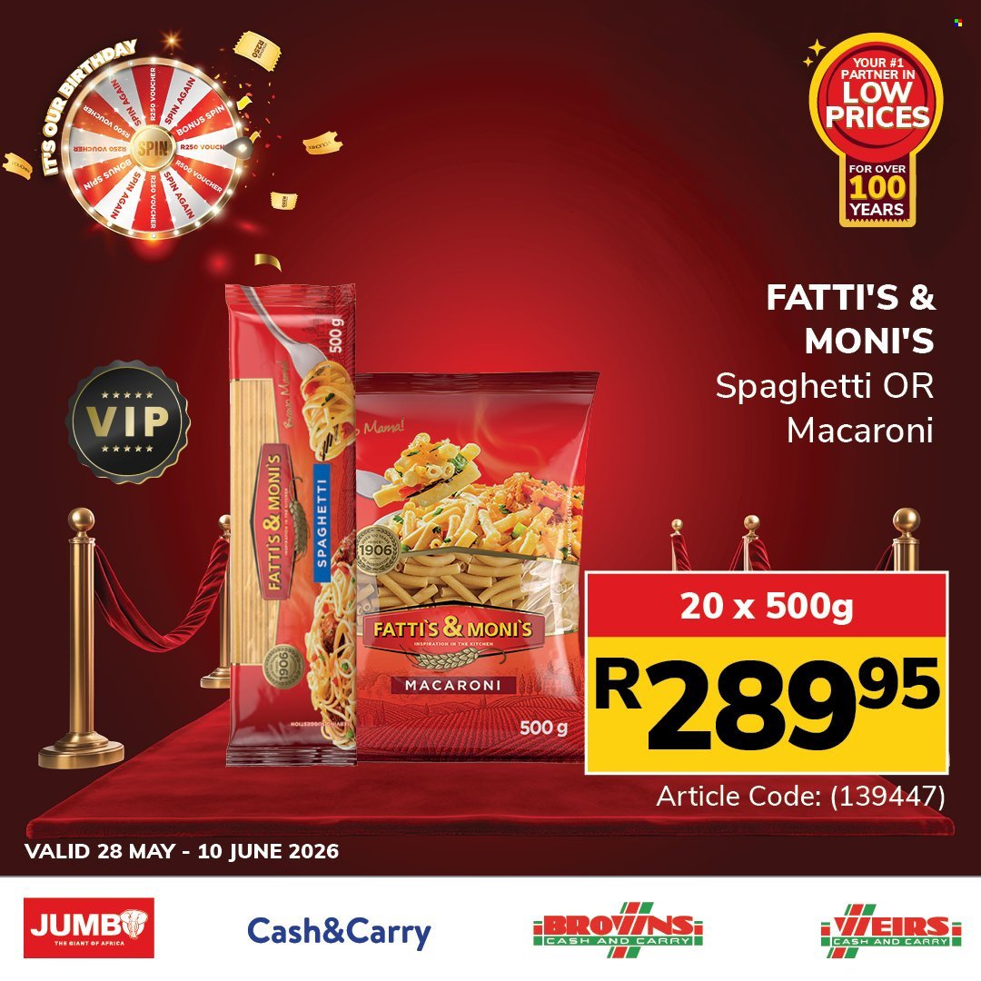 JUMBO CASH & CARRY specials - From Thursday 28 May 2026