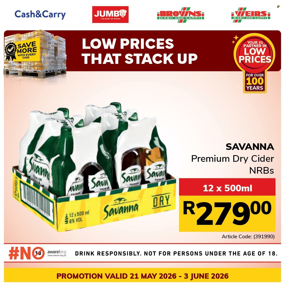 JUMBO CASH & CARRY specials - From Thursday 21 May 2026