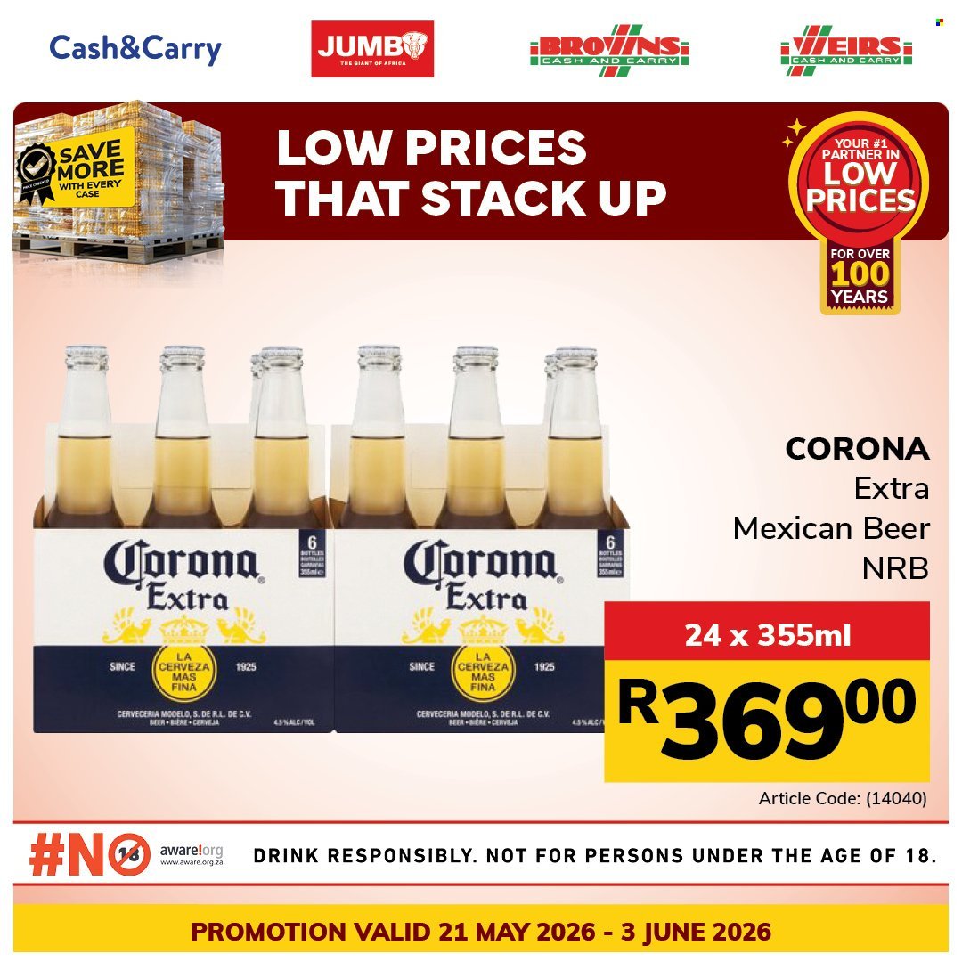 JUMBO CASH & CARRY specials - From Thursday 21 May 2026
