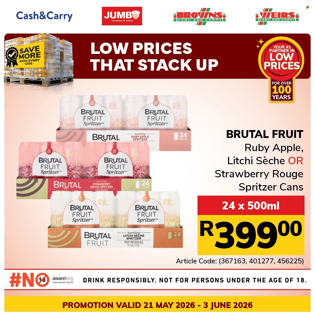 JUMBO CASH & CARRY specials - From Thursday 21 May 2026