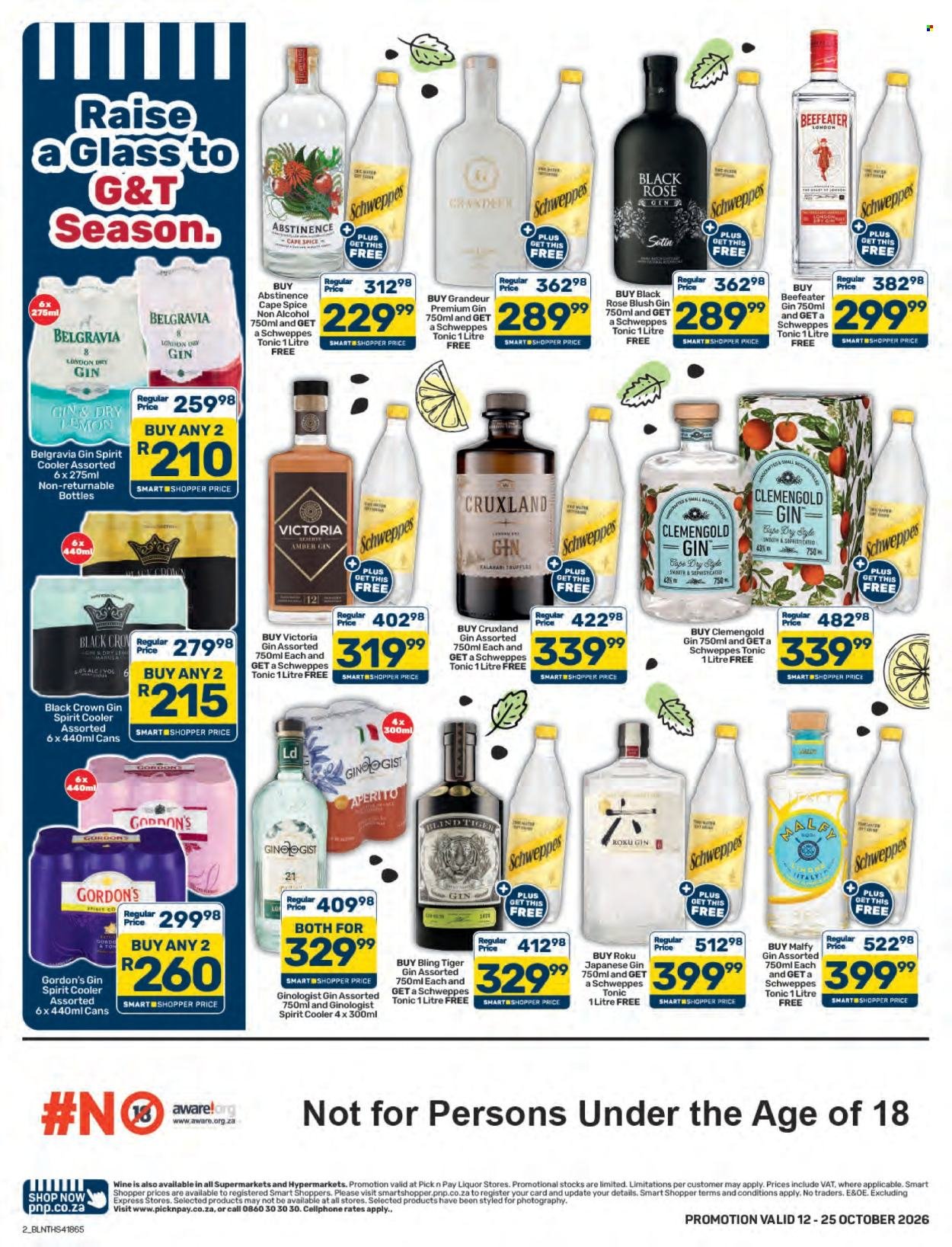 PICK N PAY specials - G&T Festival Specials