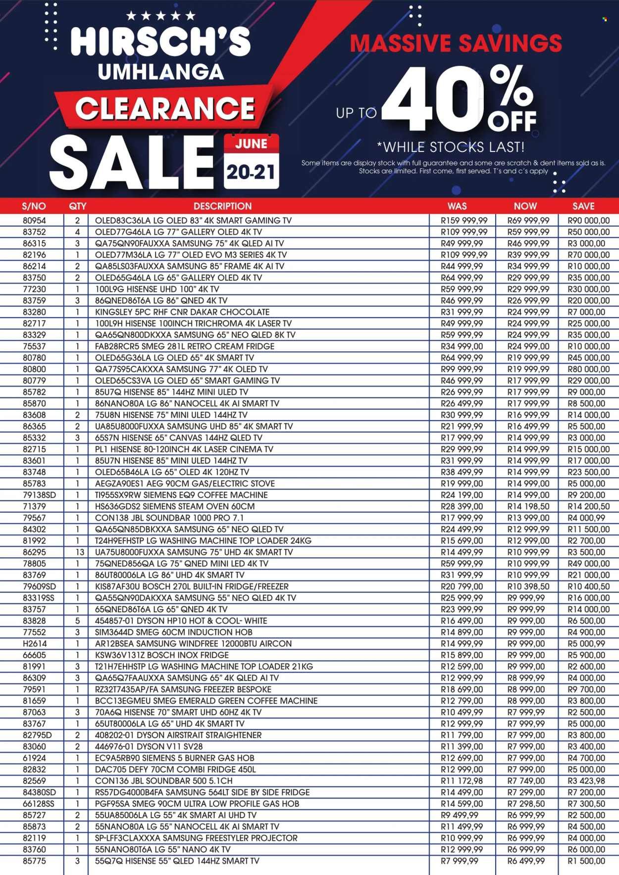 HIRSCH'S specials - From Saturday 20 Jun 2026